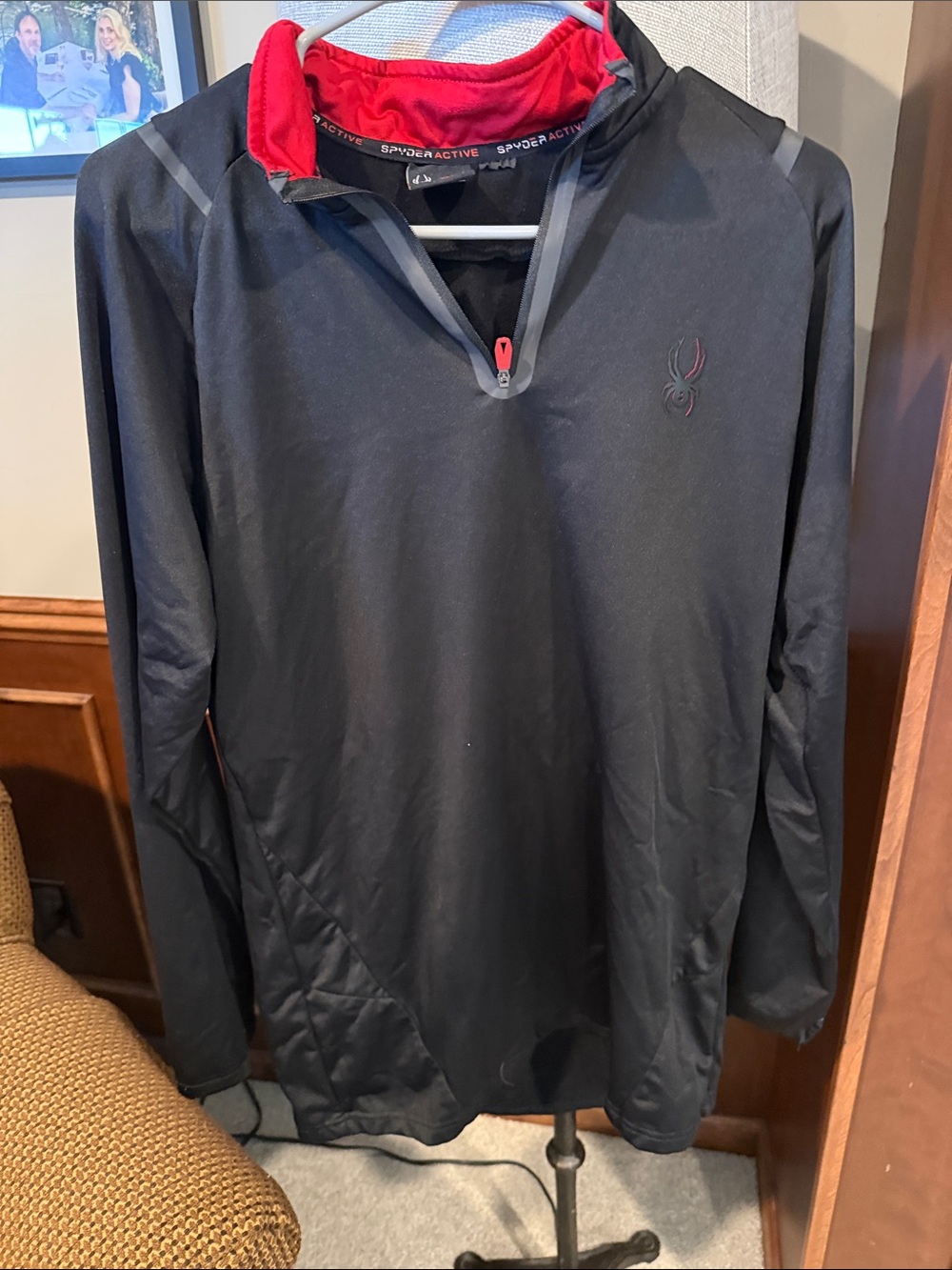 Spyder Men's Black Quarter-Zip Pullover with Red Trim see description for size